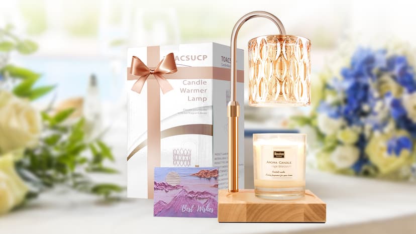 Candle Warmer Lamp with 3 Bulbs, Adjustable Height Dimmable Candle Warmer with Timer, Candle Lamp with Charming Gift Box Ribbon,Birthday Gifts for Women Mom, House Warming Gifts New Home Decor