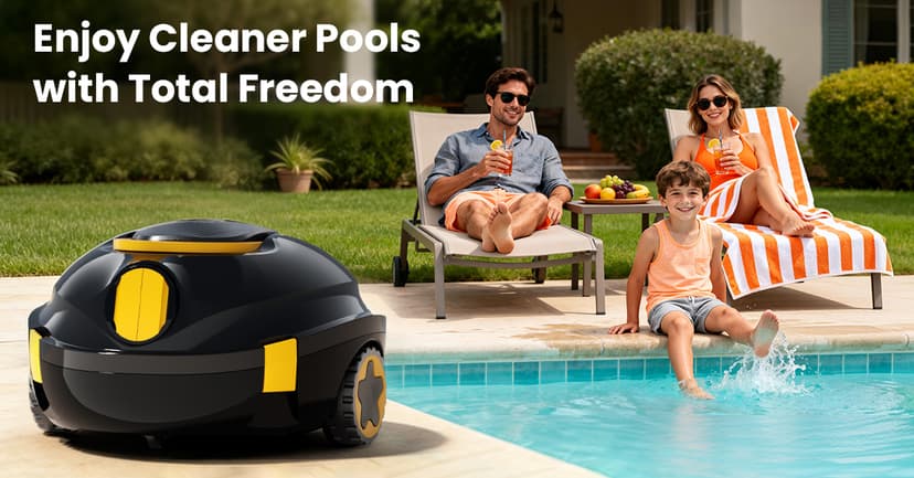 Y20 Robotic Pool Cleaner, Cordless Pool Vacuum for Above Ground & Inground Flat Pools with Dual Motors, 120 Min Runtime, Auto-Parking, Powerful Pool Vacuum Robot for Up to 1100 Sq.Ft