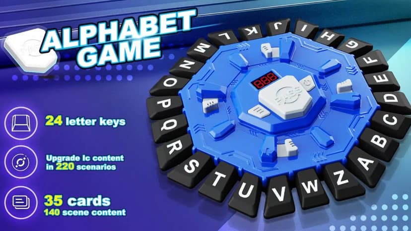 Word Game with LED Display, Alphabet Games, Fast-Paced Family Board Game for Learning Playing Game Gifts for Ages 3+ (Blue)