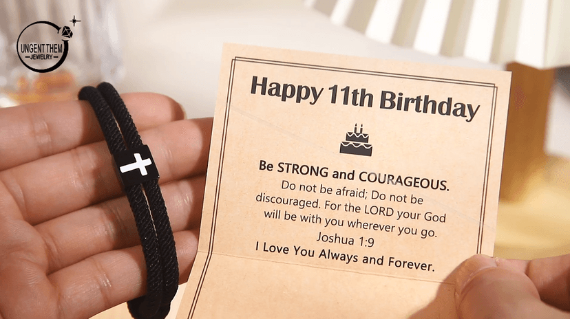 UNGENT THEM Cross Bracelet Happy 8-16th Birthday Gifts for Him Son Grandson Nephew
