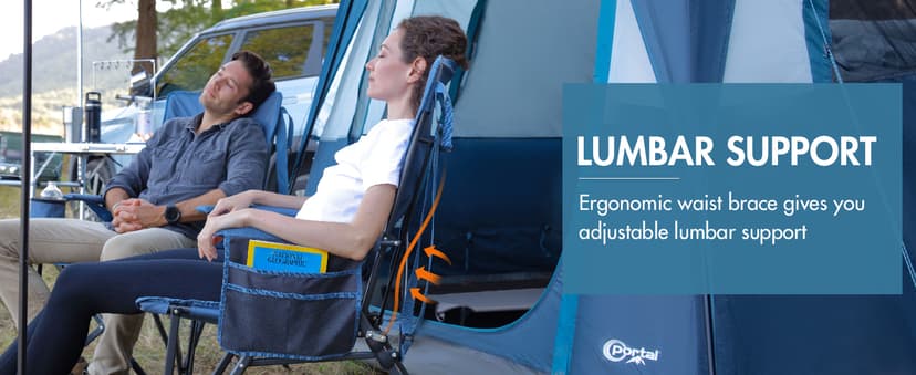 Portal Camping Chair with Lumbar Support for Adults Folding Portable High Back Oversized, 400LBS