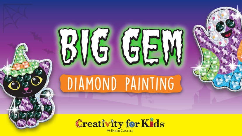 Creativity for Kids Halloween Big Gem Diamond Painting Kit | Create 13 Spooky Stickers & 2 Suncatchers with 1000+ Colorful Gems | Fun for Parties, Gifts & Seasonal Décor (Ages 6+)