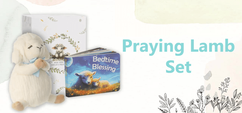 Baptism Gifts for Girls and Newborn Baby, Christening Gifts Set, 7" Praying Lamb Plush Toy and Bedtime Blessing Book in Keepsake Gift Box, Ideal Easter Gifts for Kids