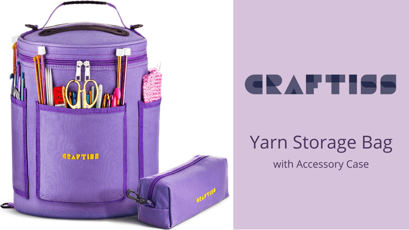 CRAFTISS Knitting Bag Yarn Storage - Christmas Gift - Durable Canvas Yarn Holder for Crochet Accessories - Organizer Crochet Bag with Knitting Accessories Case (Turquoise)