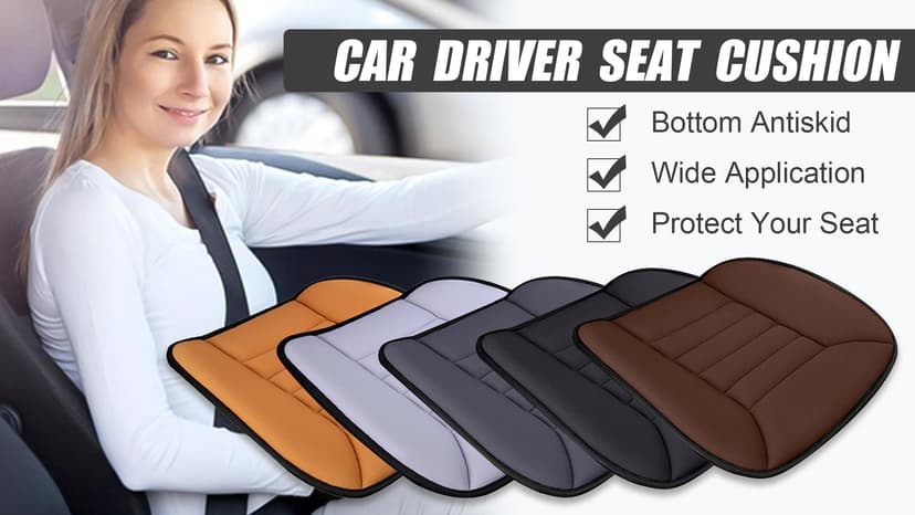 MYFAMIREA Car Seat Cushion Pad 1.2" Thick Comfort Seat Protector for Car Driver Seat Office Chair Home Use Memory Foam Seat Cushion with Non Slip Bottom, 20'' x 18.5'', Black
