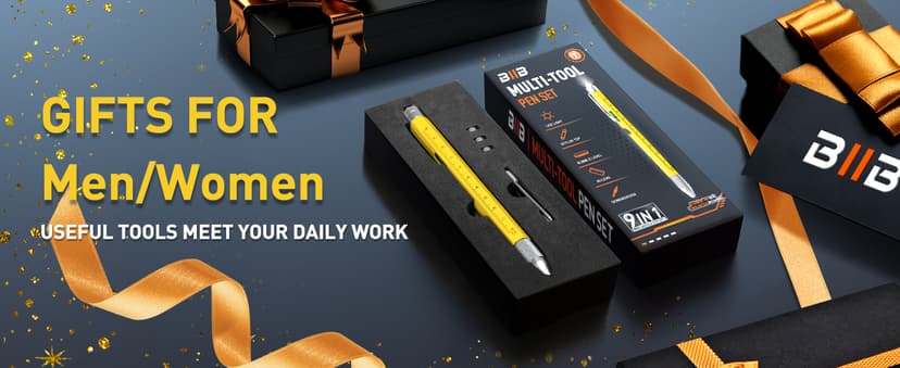 BIIB Stocking Stuffers for Men Adults, Gifts for Men 9 in 1 Multitool Pen, Mens Stocking Stuffers, Mens Christmas Gifts for Dad Him Husband, White Elephant Gifts for Adults, Cool Gadgets