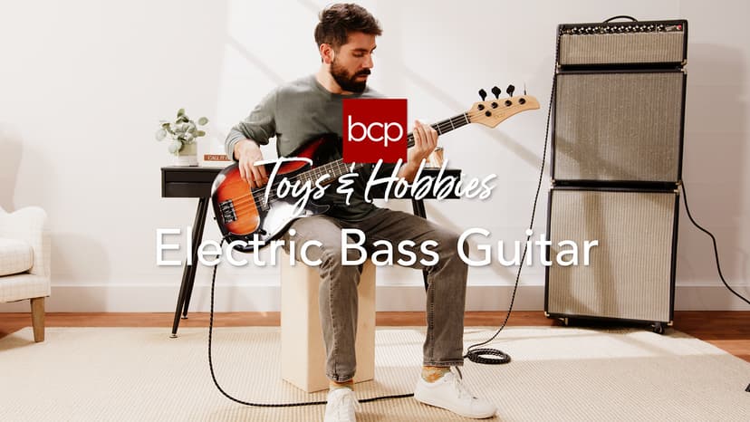 Best Choice Products Full Size Beginner 4-String Electric Bass Guitar, Wooden PB-Style Bass Starter Set w/Padded Carrying Case - Hollywood Blue/White