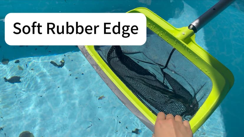 Sepetrel Swimming Pool Leaf Skimmer Net,Rubber Lip & Reinforced Frame Double-Layer Deep Rake(NO Pole)