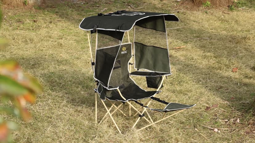 Nice C Chair with Canopy, Umbrella Chairs, Chair with Shades, Sports Chairs, w/Removable Footrest, Cooler Bag, Cup Holder for Camping, Fishing, Sports, Soccer, Beach (1-P Green)