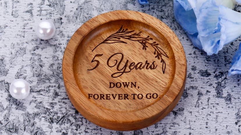 Wood Ring Dish 5 Year Anniversary Wood Gifts for Him Her - 5th Anniversary Wedding Gifts for Wife Husband, 5 Year Marriage Aniversario Wooden Jewelry Dish for Women Men, Fifth Aniversario Ideas