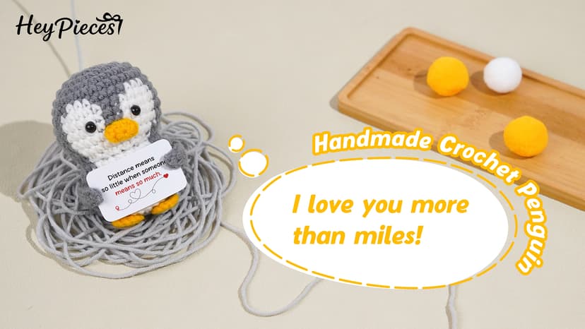 Miss You Thinking of You Gifts for Friend Couple, Positive Crochet Penguin, Farewell Goodbye Going Away Gift for Him Her Long Distance Relationship Gifts for Boyfriend Girlfriend Friendship B0GD69ZJ6M