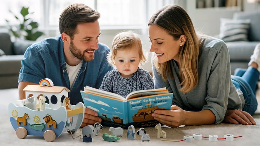 Neutral Color, Montessori Educational Toy, Animal Shape Sorter, Christian Toys for Toddler 1-3, Christmas Birthday Gift Joyreal Wooden Noah's Ark Toy for 1 Year Old Baby Boy and Girl Baptism Gift B0F3XF1SH8