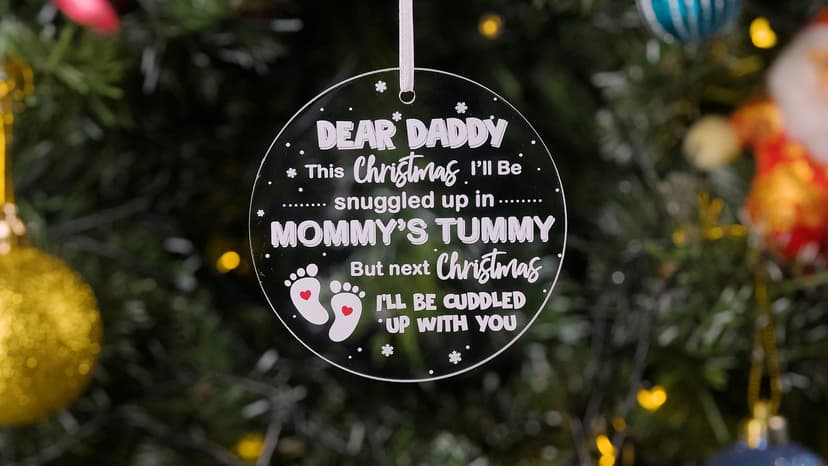 HEXMOZ First Time Dad Gifts - New Dad Gifts - Bumps First Christmas Ornament - Pregnancy Announcement for Husband, Soon to Be Daddy, 1st Time Daddy Gift - Expecting Baby on The Way