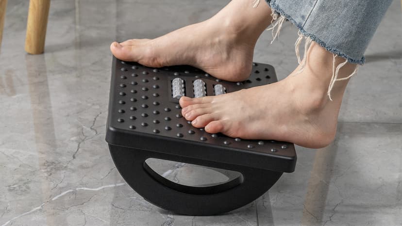 CasaZenith Foot Rest for Under Desk at Work - Ergonomic Foot Stools for Under Office Desk - Rocking Footrest with Roller Massager - Leg Rest for Chair, Computer Gaming -13" L x 9.6" W x 5" H