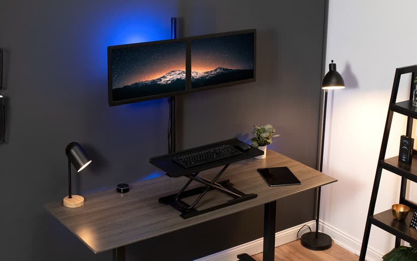 VIVO Dual Monitor Stand Up Desk Mount Extra Tall 39 inch Pole, Fully Adjustable Stand for up to 27 inch Screens, Black, STAND-V012