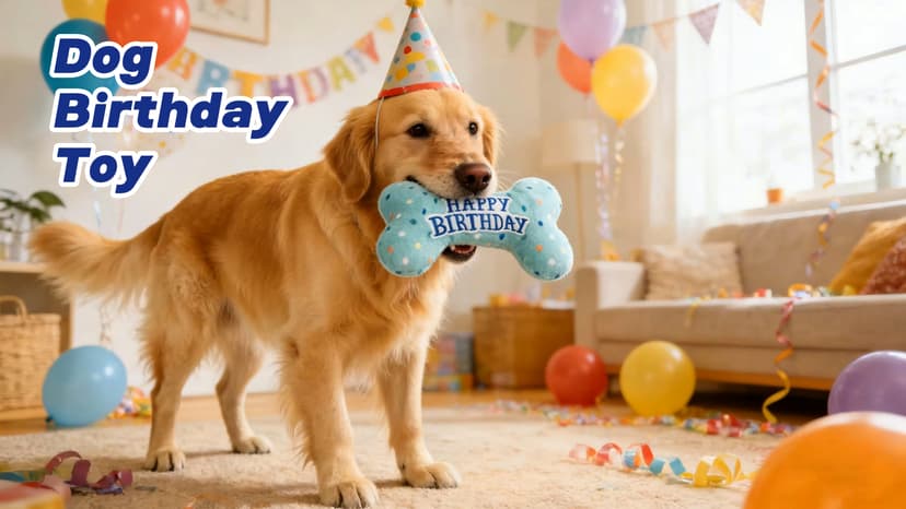 PrimePets Dog Birthday Toys, Plush Dog Squeaky Toys, Stuffed Puppy Chew Toy for Small Medium Large Dogs, Bone Pet Toy B09C5RZ8DT