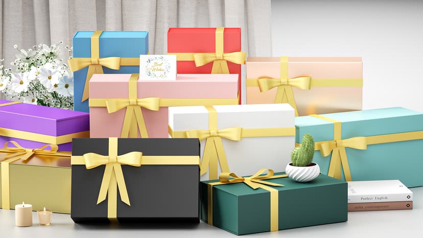 White Gift Box, 9.5x6x3'' Gift boxes for Presents with Lids Magnetic Closure Rectangle Collapsible for Bridesmaid Proposal Box, Wedding, Christmas, Halloween, Birthday Gift Packging