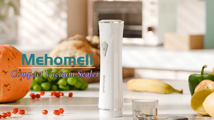 Mehomeli Compact Vacuum Sealer for Food (Vacuum Sealer Machine + 30 Reusable Vacuum Bags), Powerful Handheld Vacuum Sealer Machine, Seal Food 6X Fresh Longer, Portable & Wireless, Easy-Clean
