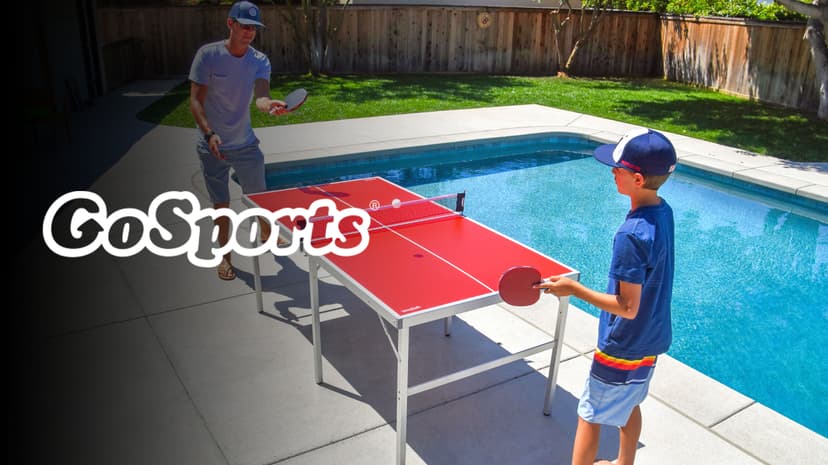 GoSports Mid-Size Table Tennis Game Set - Red or Blue - Indoor/Outdoor Portable Table Tennis Game with Net, 2 Table Tennis Paddles and 4 Balls
