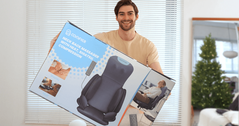 COMFIER Shiatsu Neck & Back Massager with Heat, Full Back Coverage Massage Chair Pad with 4D Kneading & Adjustable Neck Nodes, Waist & Hip Compression, Mother Day Gift for Mom