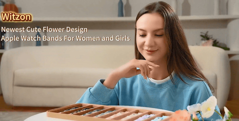 Witzon Floral Band Compatible with Apple Watch Bands For Women 40mm 41mm 38mm 42mm 44mm 45mm 46mm 49mm, Engraved Cute Flower Silicone Dressy Strap for iWatch Series 11 10 9 8 7 6 5 4 3 2 SE Ultra