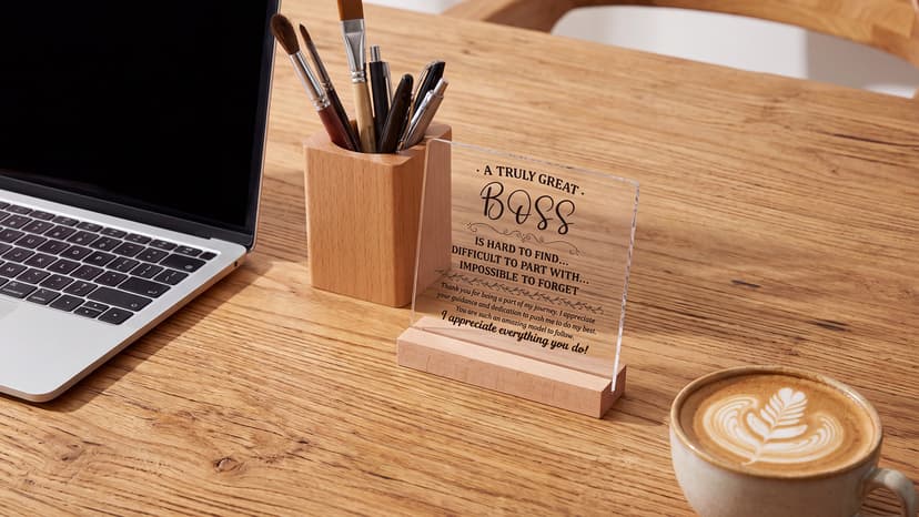 Gifts for Boss Female, Acrylic Plaque Decor Birthday Thank You Gifts for Women Men Office Decor Boss Gifts for Women, 5.5 x 5.9" Acrylic Plaque Gift for Boss Women Man B0H8B3XHLP
