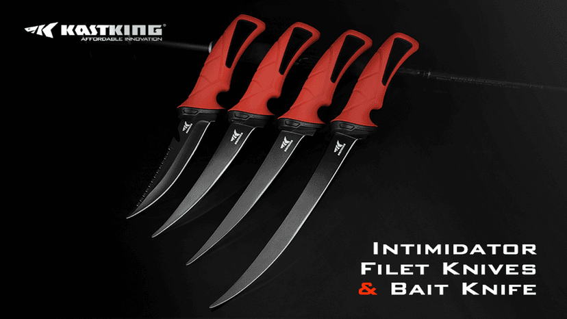 KastKing Intimidator Bait Knife and Filet Knives, Ultra-Sharp G4116 German Stainless-Steel Blades, Fresh or Saltwater, Non-Slip Handle, Durable Storage Bag, and Honing Rod