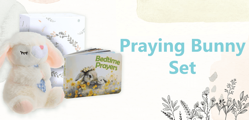 Baptism Gifts for Girls and Newborn Baby, Christening Gifts Set, 7" Praying Bunny Plush Toy and Bedtime Blessing Book in Keepsake Gift Box, Ideal Easter Gifts for Kids