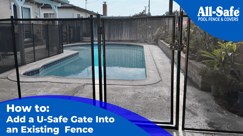 All Safe Pool Fence Door Gate Kit - 4-Foot Black Self-Closing Pool Gate for Decks, Lockable & Easy DIY Installation - Safety Swimming Pool Gate for Kids & Inground Pool Fencing, Durable U-Safe Frame