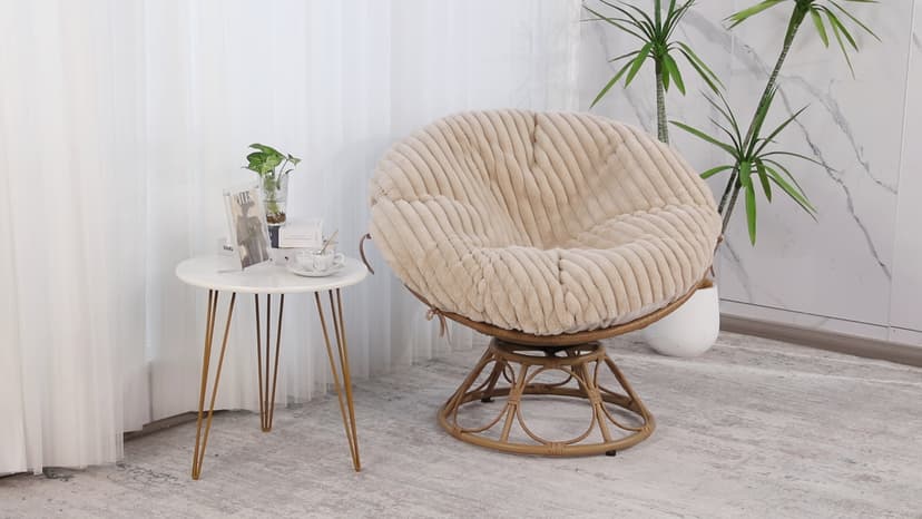 HOMBYS Fluffy Shaggy Cover for Papasan Chair Cushion, Plush Faux Fur Slipcover ONLY, (Without Cushion) Removable Soft Papasan Cushion Covers with 8 Ties, (Sage Green, 55"x55")