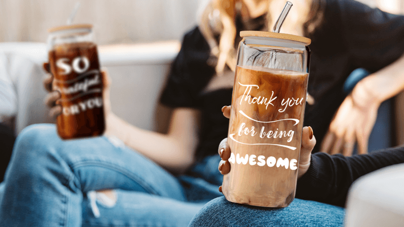 12 Set Employee Appreciation Gifts, Inspirational Thank You Gift for Team, Teacher, Nurse, Coworkers, Employees, Staff - Employee Christmas Gifts, 20oz Glass Cups with Lids and Straws (Mixed)