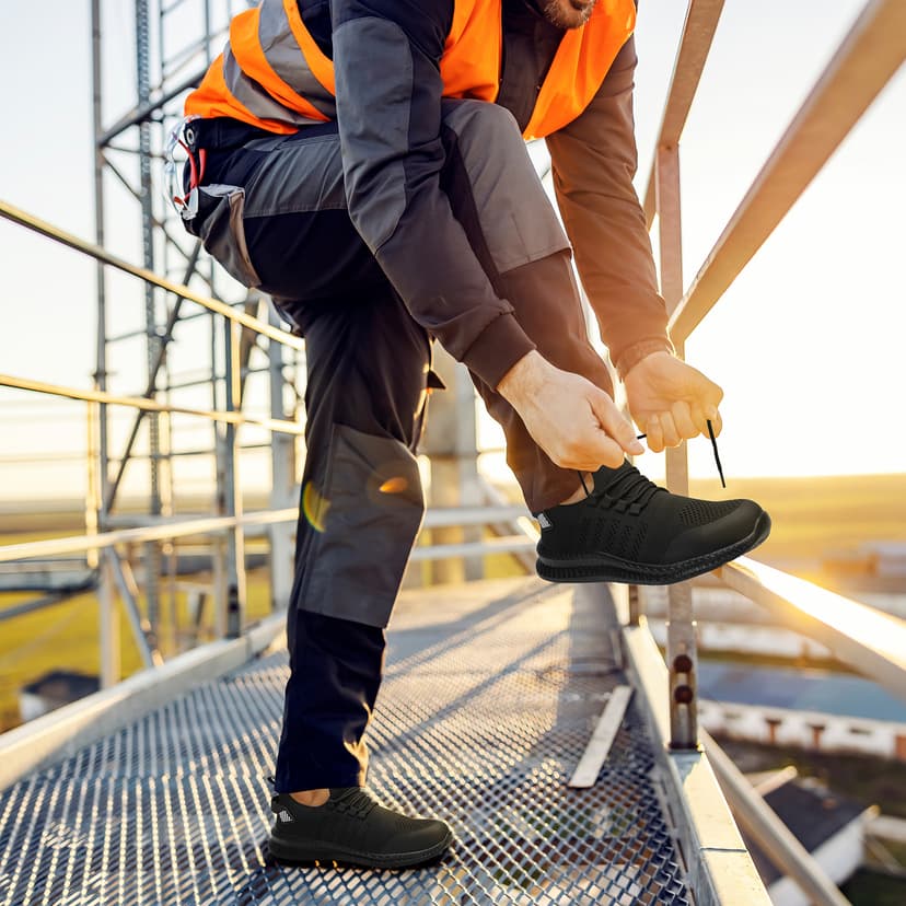 Steel Toe Shoes for Men and Women Comfortable Lightweight Work Safety Shoes Puncture Proof Slip Resistant Indestructible Sneakers Construction Work Utility