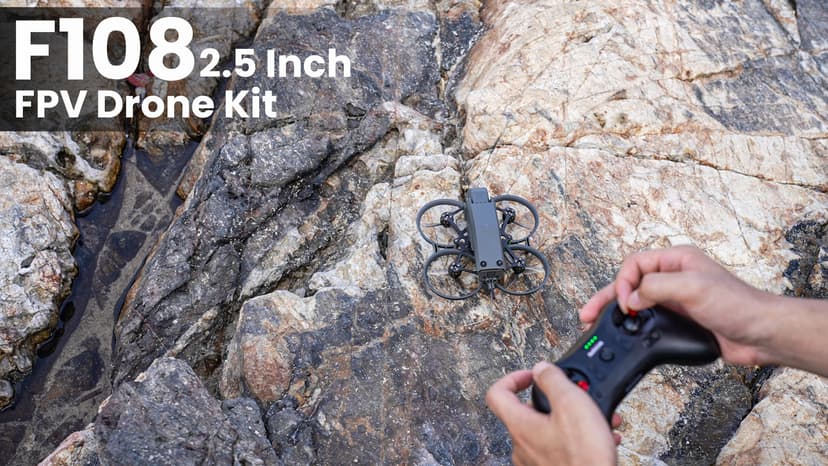 FPV Racing Drone for Beginners, F108 2.5 Inch FPV Drone Kit with Optical Flow Positioning, Equipped with T8S 8 Channel 2.4GHz RC Pocket Sized Portable Transmitter,Easy to Fly RTF FPV Drone