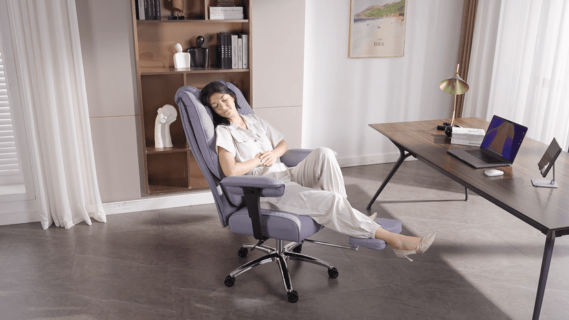 EXCEBET Big and Tall Office Chair 400lbs Wide Seat, Leather High Back Executive Office Chair with Foot Rest, Ergonomic Chairs Lumbar Support for Lower Back Pain Relief (Grey)