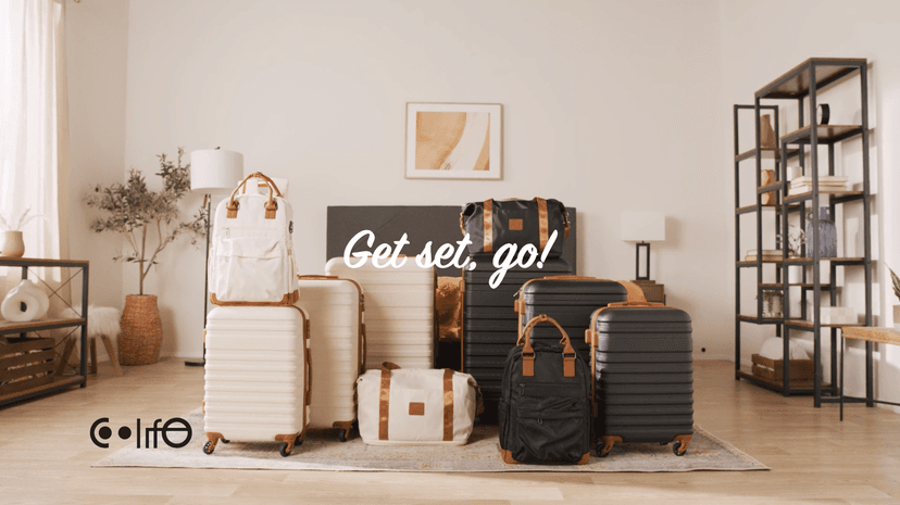 Coolife Suitcase Set 3 Piece Luggage Set Carry On Hardside Luggage with TSA Lock Spinner Wheels (White, 5 piece set)