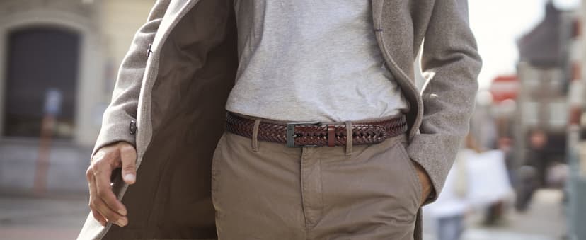 CHAOREN Leather Braided Belts for Men - 1 1/8" Mens Casual Woven Leather Belt for Dress Pant