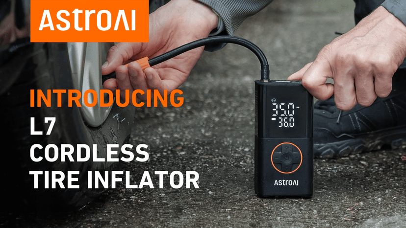 For Car Tires, Bikes, Motorcycles and Balls; Auto Shut-off, Digital Display Pressure Gauge, Fast Inflation, LED Light AstroAI L7 Tire Inflator Portable Air Compressor,150 PSI Cordless Bike Pump B0CS3B7MD8