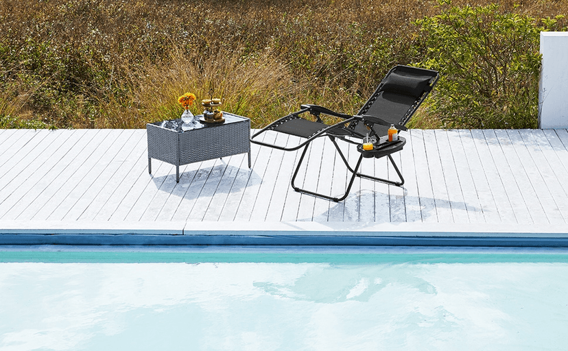Yaheetech Zero Gravity Recliners Outdoor Adjustable Folding Reclining Lounge Chairs w/Pillows, Cup Holder Trays and Carry Strap for Patio Backyard Beach Gray Set of 2