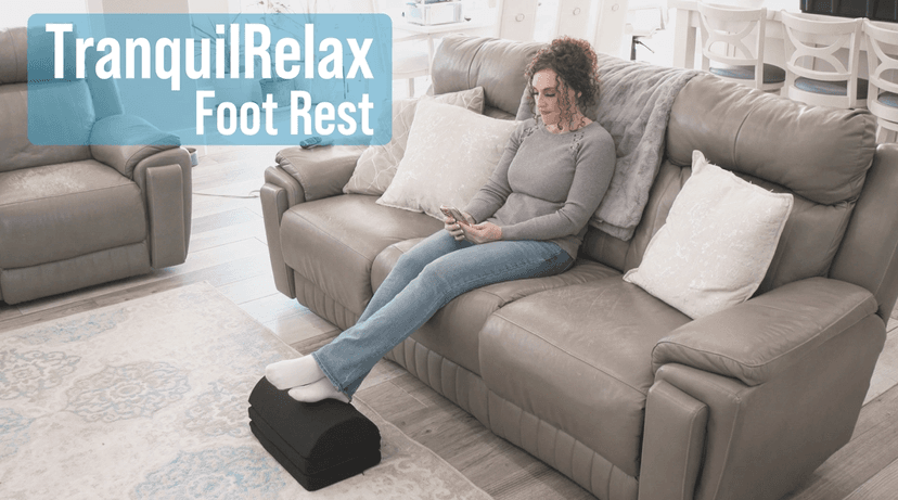 TranquilRelax Foot Rest for Under Desk at Work, Gaming Accessories Foot Stool with 3 Adjustable Heights & Washable Cover, Comfortable Office Desk Accessories, Footrest for Office, Home and Car (Black)