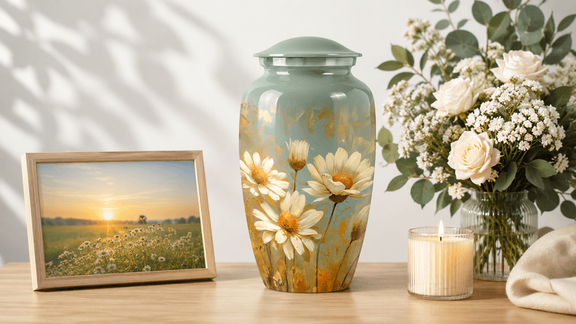 Daisy Urn for Ashes - Funeral Urns for Women - Daisy Cremation Urn for Adult Ashes Men - 2/3 Tablespoon of Ash Keepsake Box Daisy Urn - Flower Urn Small Keepsake - Urns for Burial in Ground - 3 Inch B0CZXM5ZJD