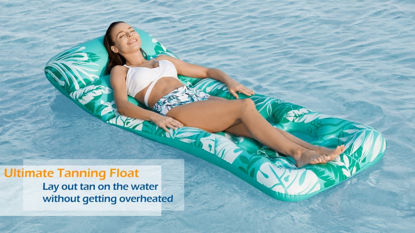 Jasonwell Inflatable Pool Float Adult - Pool Floaties Lounger Floats Floating Chair Raft with Adjustable Backrest Cup Holders Water Floaty Lake Lounge Tanning Floats Beach Party Toys for Adults