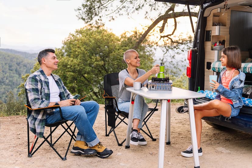FAIR WIND Oversized Fully Padded Camping Chair, Heavy Duty Quad Fold Chair Arm Chair Support 350 LBS with Cup Holder, Collapsible Lumbar Back Chair Portable for Outdoor, Black