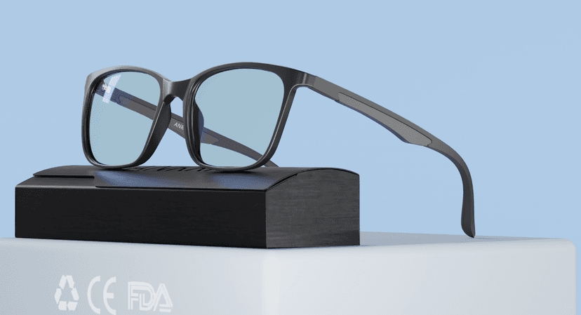 ANRRI Blue Light Blocking Glasses, Anti Eyestrain Lens Lightweight Frame Eyeglasses, Black, Men/Women