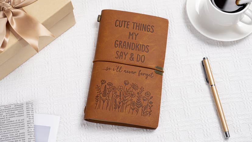 Birthday Gifts for Grandma, New Grandparent, Nana or Mimi, Leather Memory Journal Notebook Grandma Gifts, Cute Things My Grandkids Say & Do Journal Notebook B0GHRMHSN3