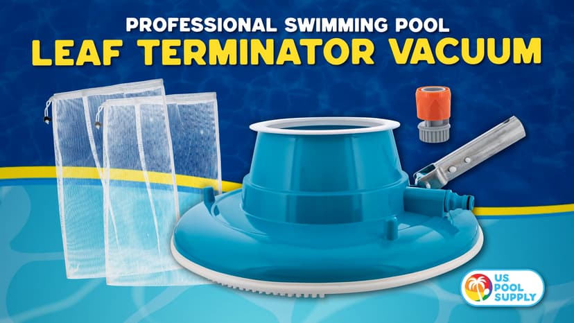 U.S. Pool Supply Professional Swimming Pool Leaf Terminator Vacuum - 15" Pool Cleaner Body, 8 Pressure Jets, 4 Rotating Wheels, 3 Perimeter Brushes, 2 Debris Bags - Below or Above-Ground Sucker Eater