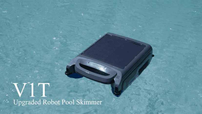 2026 New V1T Solar Pool Skimmer, Robotic Pool Surface Skimmer Cleaner with App Control, 7L Large Basket 24/7 Cleaning Smart Obstacle Avoidance Dual Charging Options Ideal for Above Ground Pool