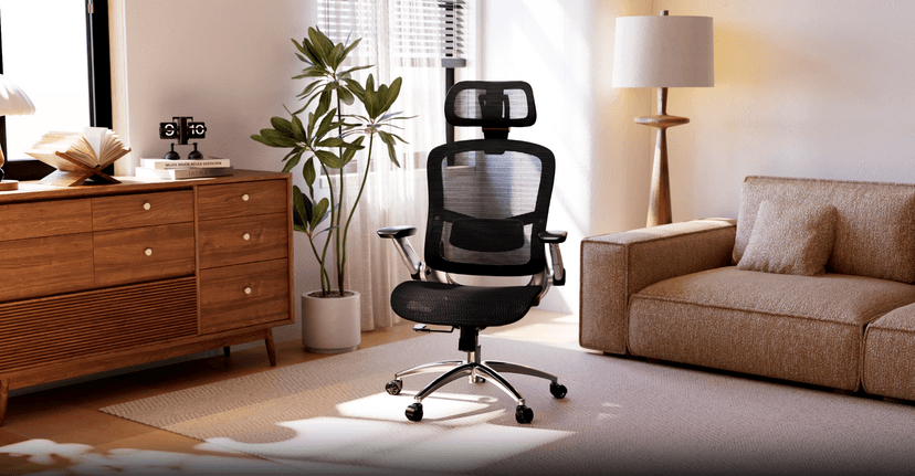 GTPLAYER Big and Tall Ergonomic Mesh Office Chair, High Back Home Desk Chair Computer Gaming Chair with Headrest, Flip-Up Arms, 90-125° Tilt Lock and Wide Cushion, Task Chair for Man Woman-Deep Black