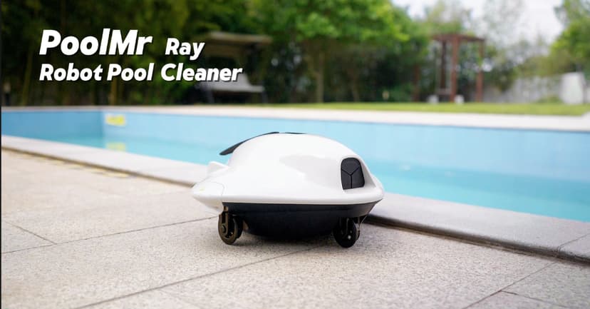 PoolMr Cordless Robotic Pool Cleaner - Above Ground Pool Vacuum Robot - 40W Strong Suction, Dual Cleaning System, Barrier Crossing, 120-Min Runtime Up to 1614 Sq for Above Ground Pools, Grayish White