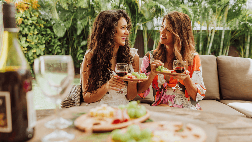 PICNIC TIME Wine Appetizer Plates, Set of 4 Wooden Cocktail Plates with Glass Holder, Mini Charcuterie Boards for Wine and Cheese Parties, Acacia Cheese Board Serving Trays (Oval - Acacia Wood)