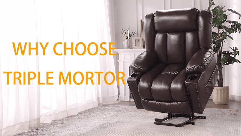 Triple Motor Large Power Lift Recliner Chair for Elderly with Heat and Massage, Lay Flat Lift Chairs for Seniors Infinite Position, Extended Footrest, USB Ports (Dark Brown)